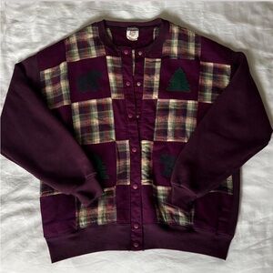 Jerzees Purple Plaid Cardigan